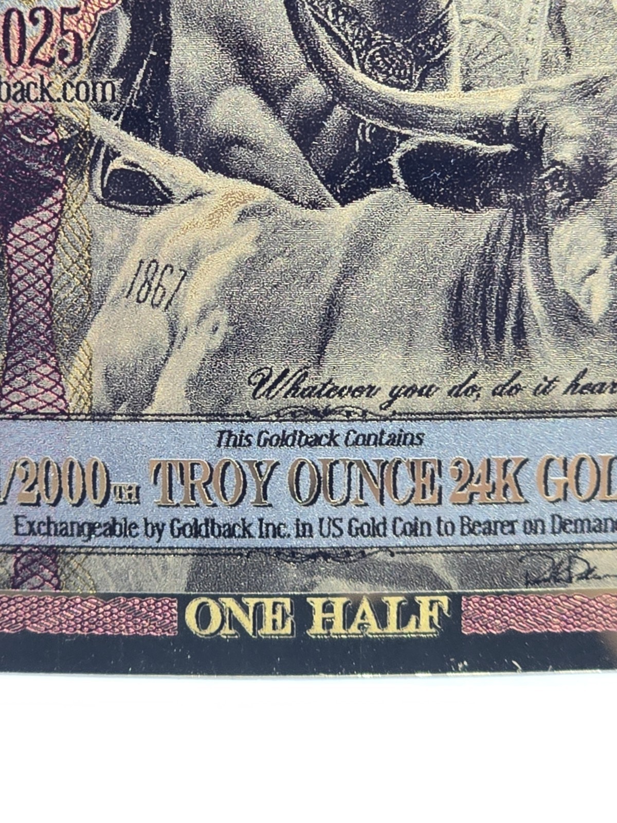 1/2 OKLAHOMA Goldback Aurum Gold Foil Note 1/2000 oz 24kt .999 Fine IN STOCK!!