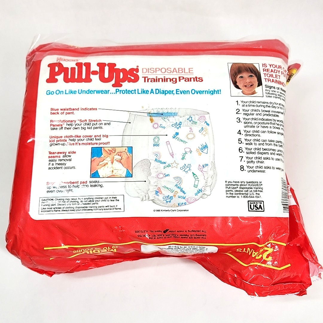 Vtg 1985 Huggies Pull Ups Disposable Training Pants 15ct Girls Med 29-38lbs USA