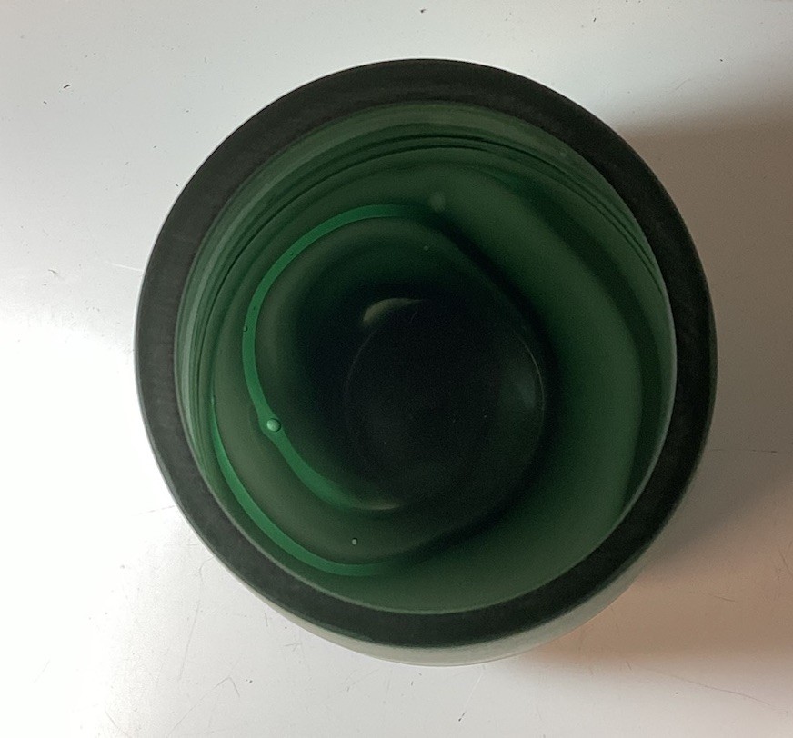 Beautiful Large Art Glass Vase Jade Green Wave Sandblasted Tall Sturdy 13.5 in