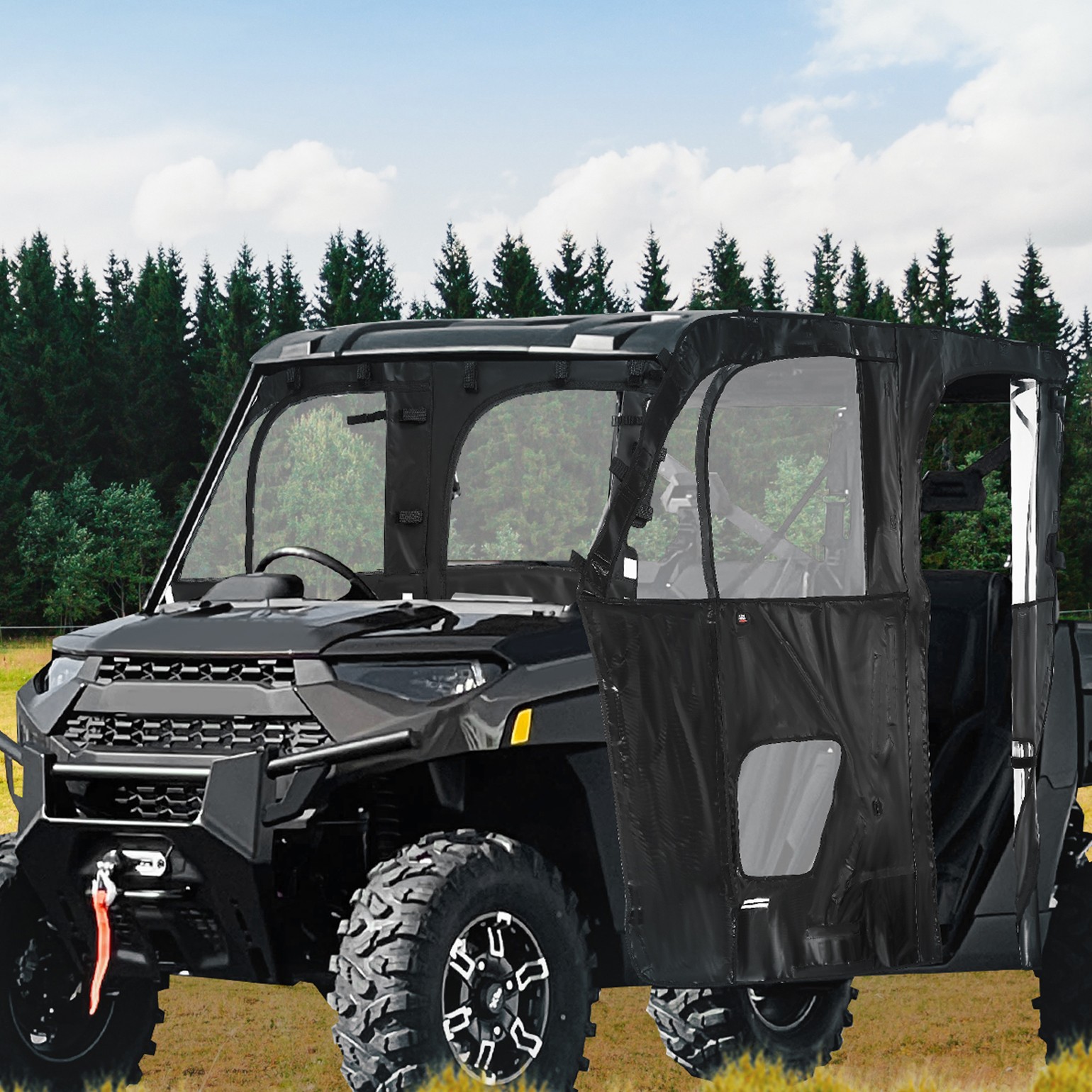 KEMIMOTO UTV Soft Cab Enclosure Full Door for Polaris Ranger CREW XP 1000 19-26