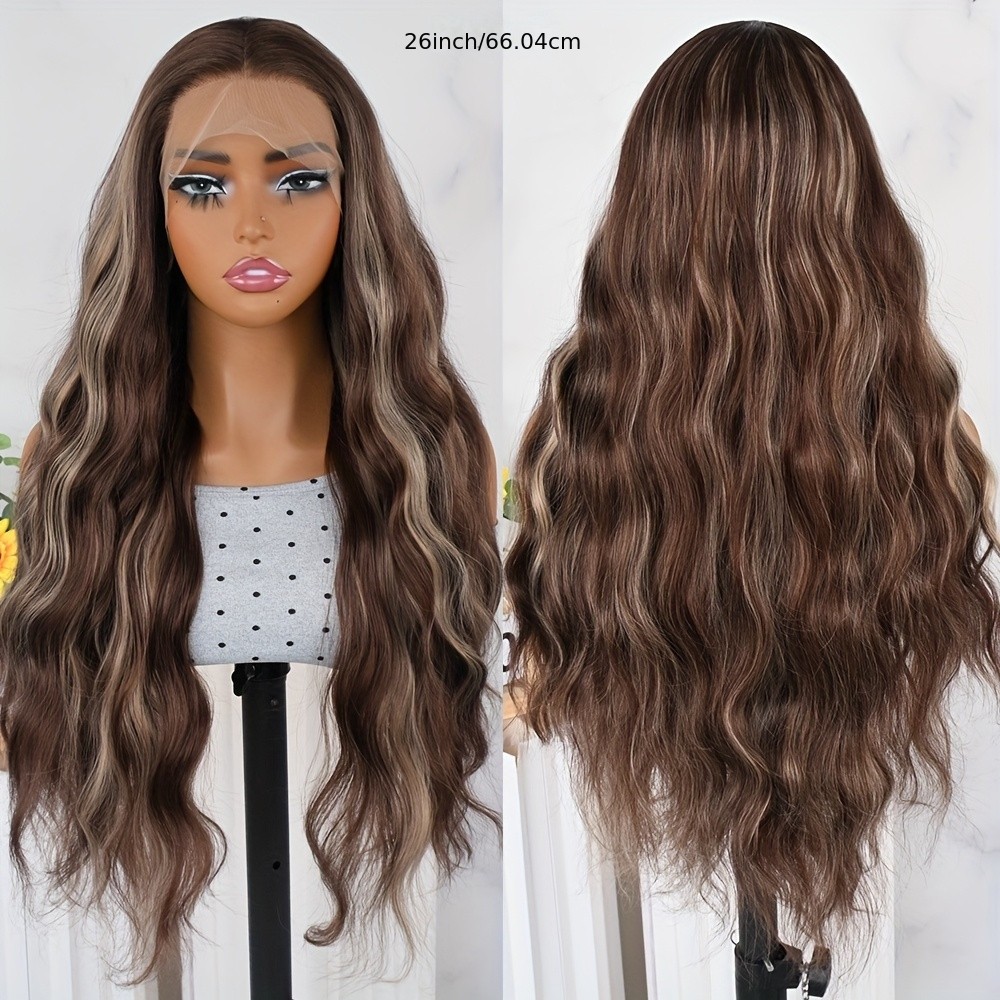 Brown Blonde Ombre Mixed Color Curly Wave Lace Front Wigs Women's Natural Hair