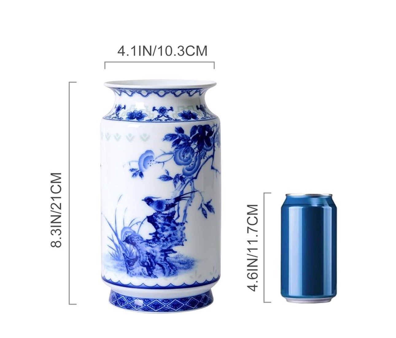 Essenware Blue & White Vintage Chinoiserie Farmhouse Decorative Terracotta