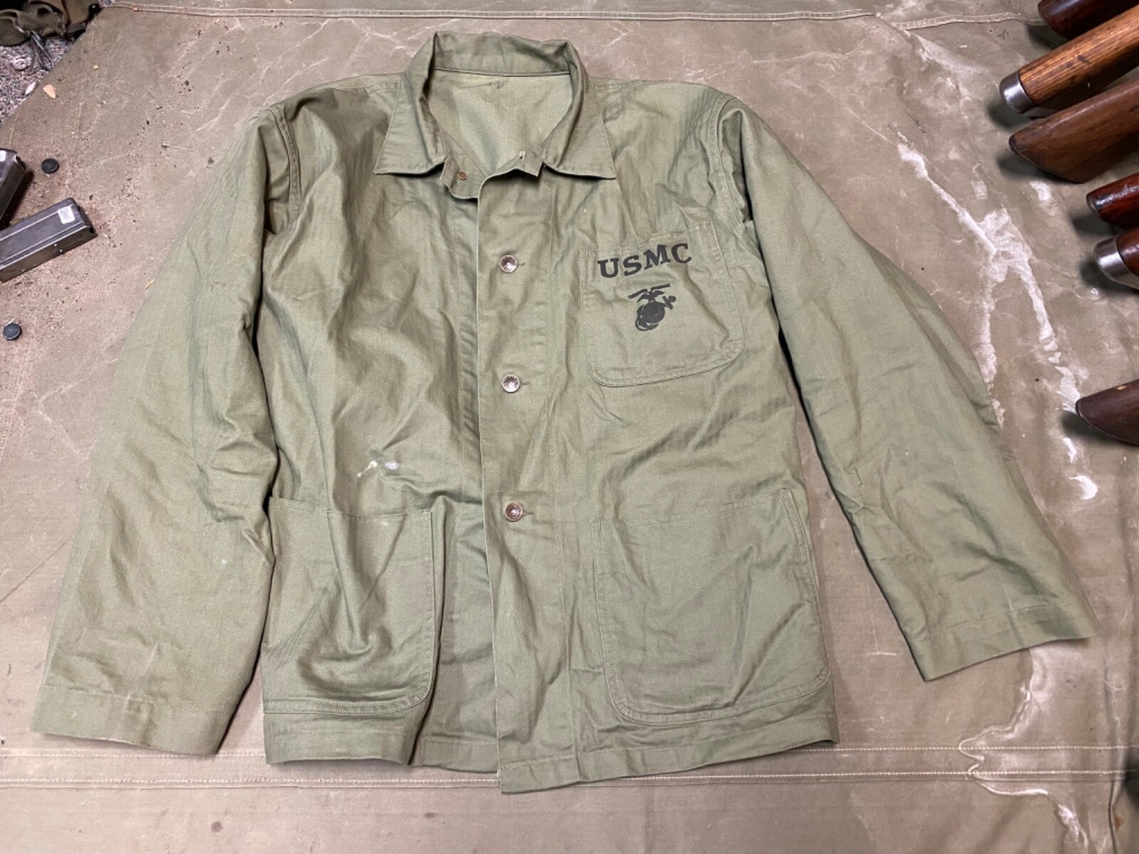 WWII US USMC MARINE P1941 P41 COMBAT FIELD HBT JACKET-SIZE LARGE 44R