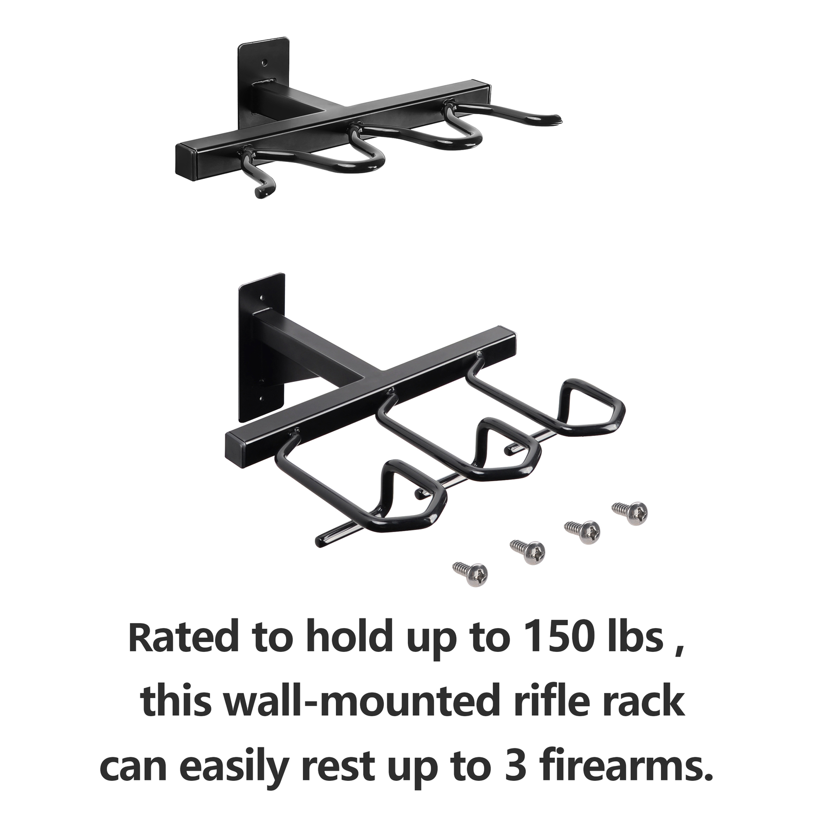 Gun Rack Wall Mount for Rifles and Shotguns, Rifle Rack Heavy Duty Steel, 3-Slot