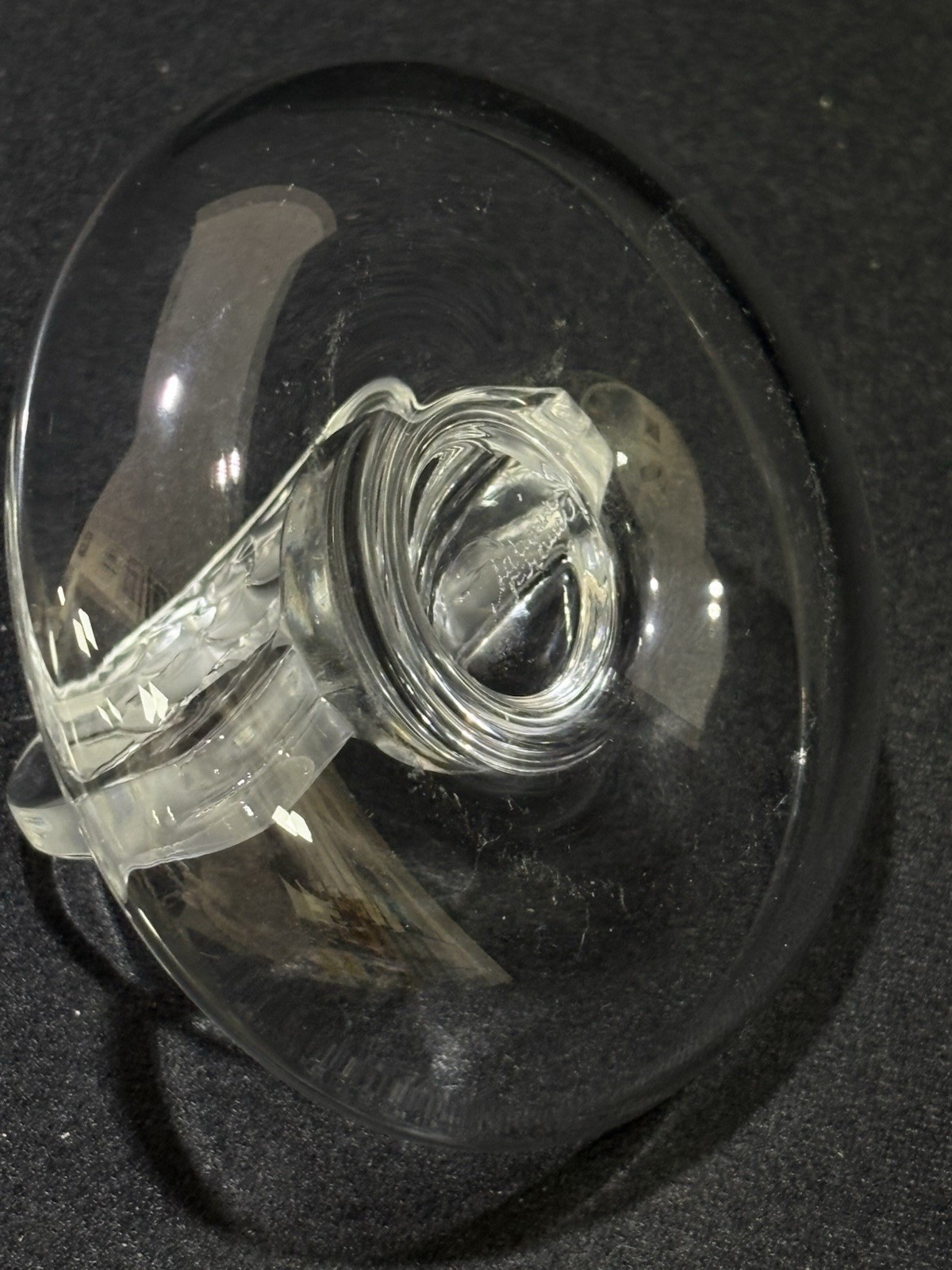 Vintage Lalique France Crystal Ship Etched Trinket Ring Dish Holder Pin Tray