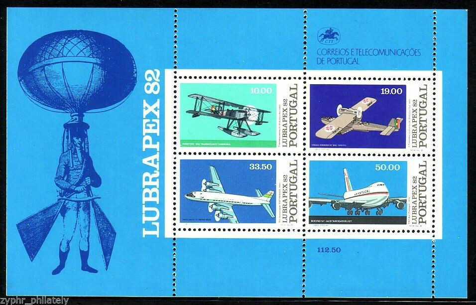 Portugal  LUBRAPEX 82 AVIATION  PLANES 1982 Mint Never Hinged Souvenir Sheet