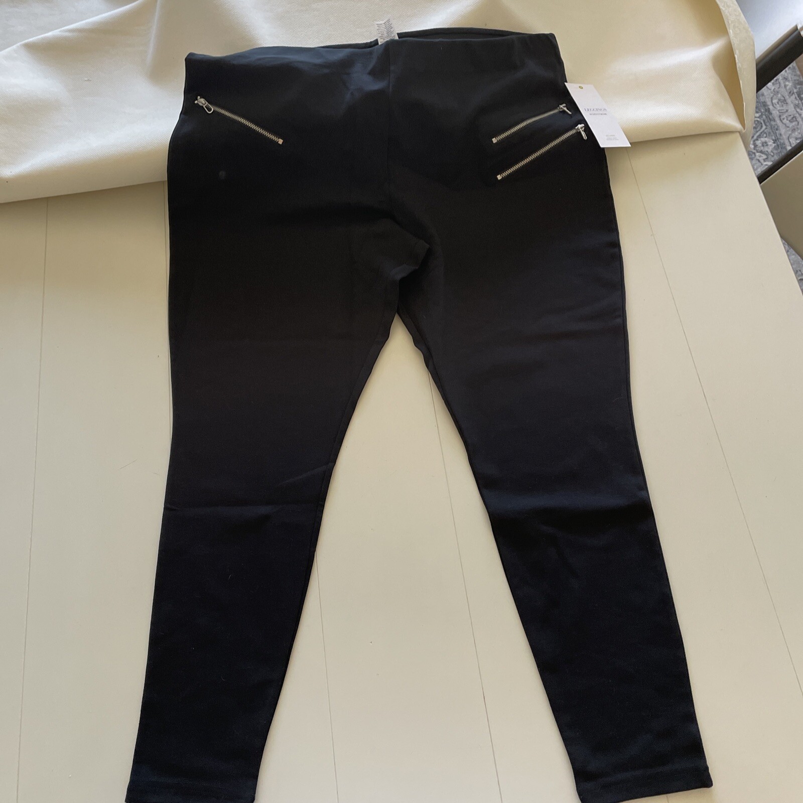 NWT NORDSTROM Black Moto Zipper detail leggings, XXL