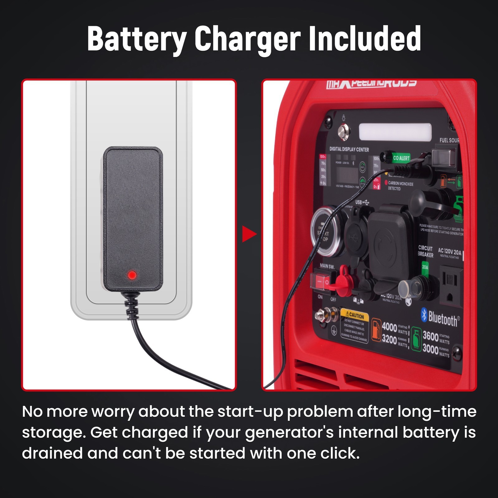 4KW Dual Fuel Portable LPG/Gas Generator Inverter Bluetooth E-Start EV-charging