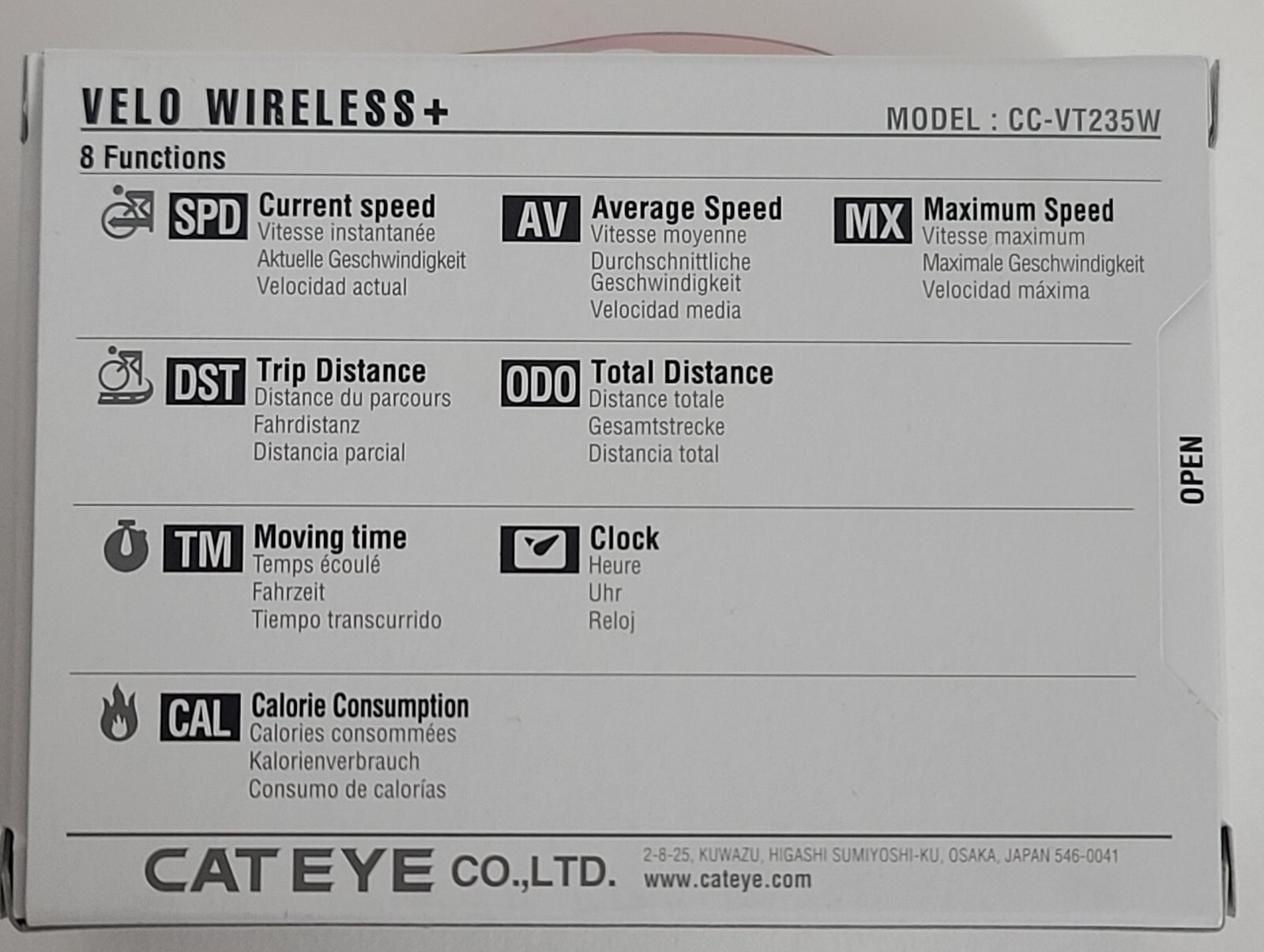 CatEye Velo Wireless Plus Cycling Bicycle Computer - CC-VT235W With Backlight