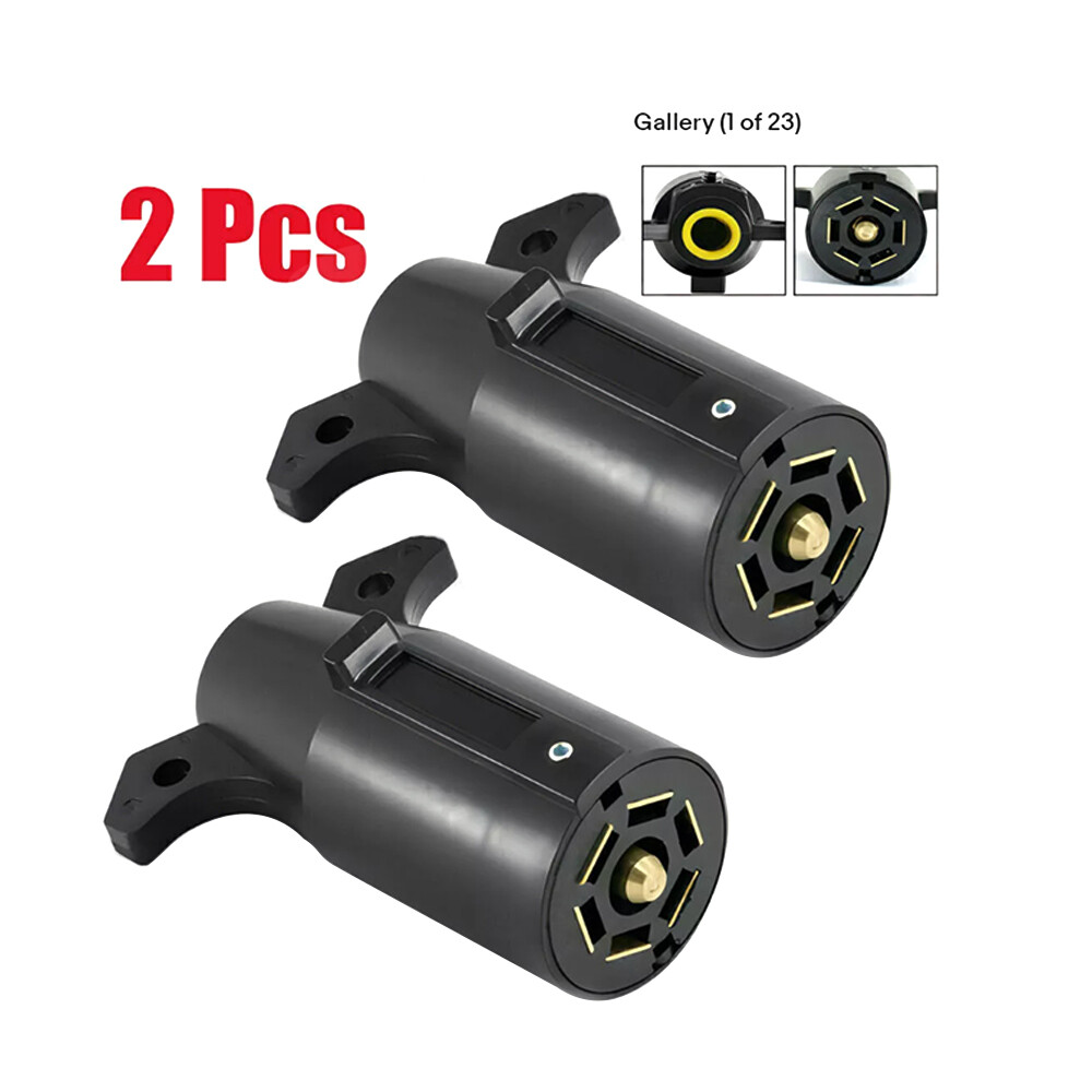 7 Way Round RV Style Trailer Light Plug Connector Replacement End Blade Pin New