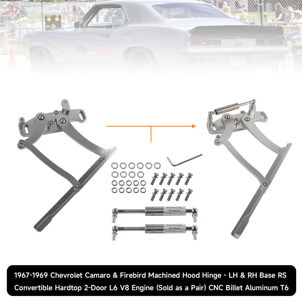Billet Hood Hinge Kit Left &Right Side For 1967-69 Chevrolet Camaro & Firebird
