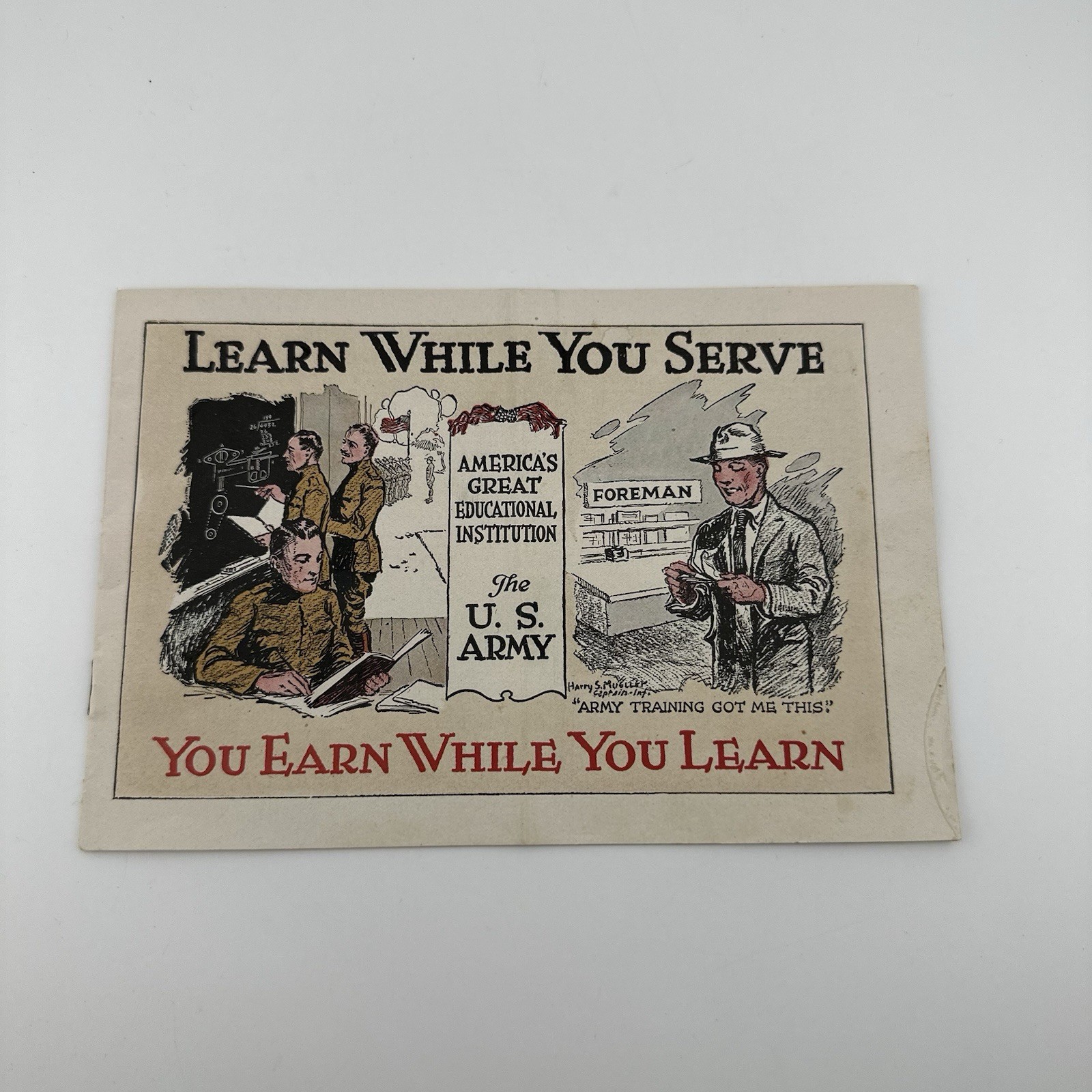 Vintage WWI US Army Propaganda Booklet Recruiting Brochure WW1 Learn Serve