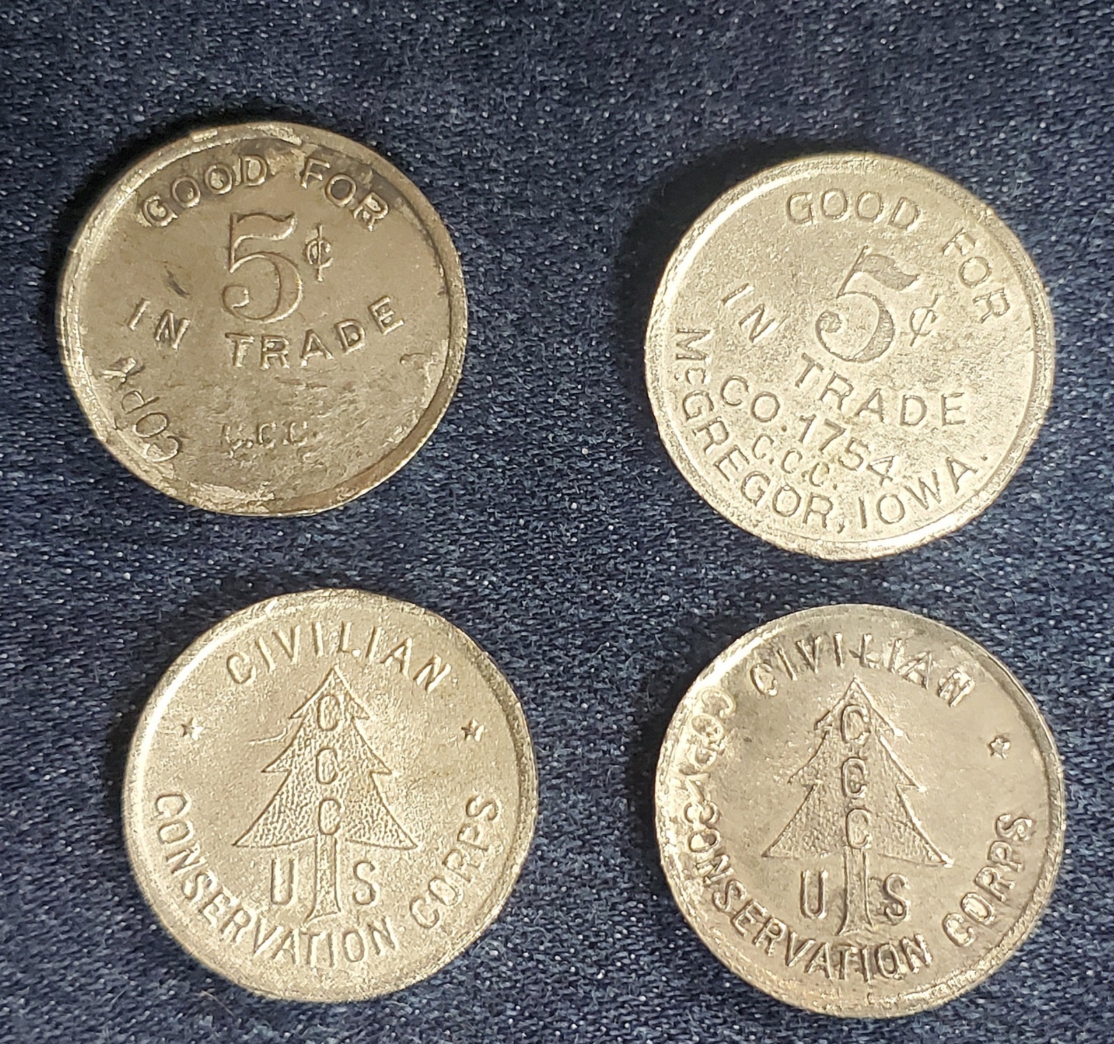 C.C.C., Civilian Conservation Corps Canteen token