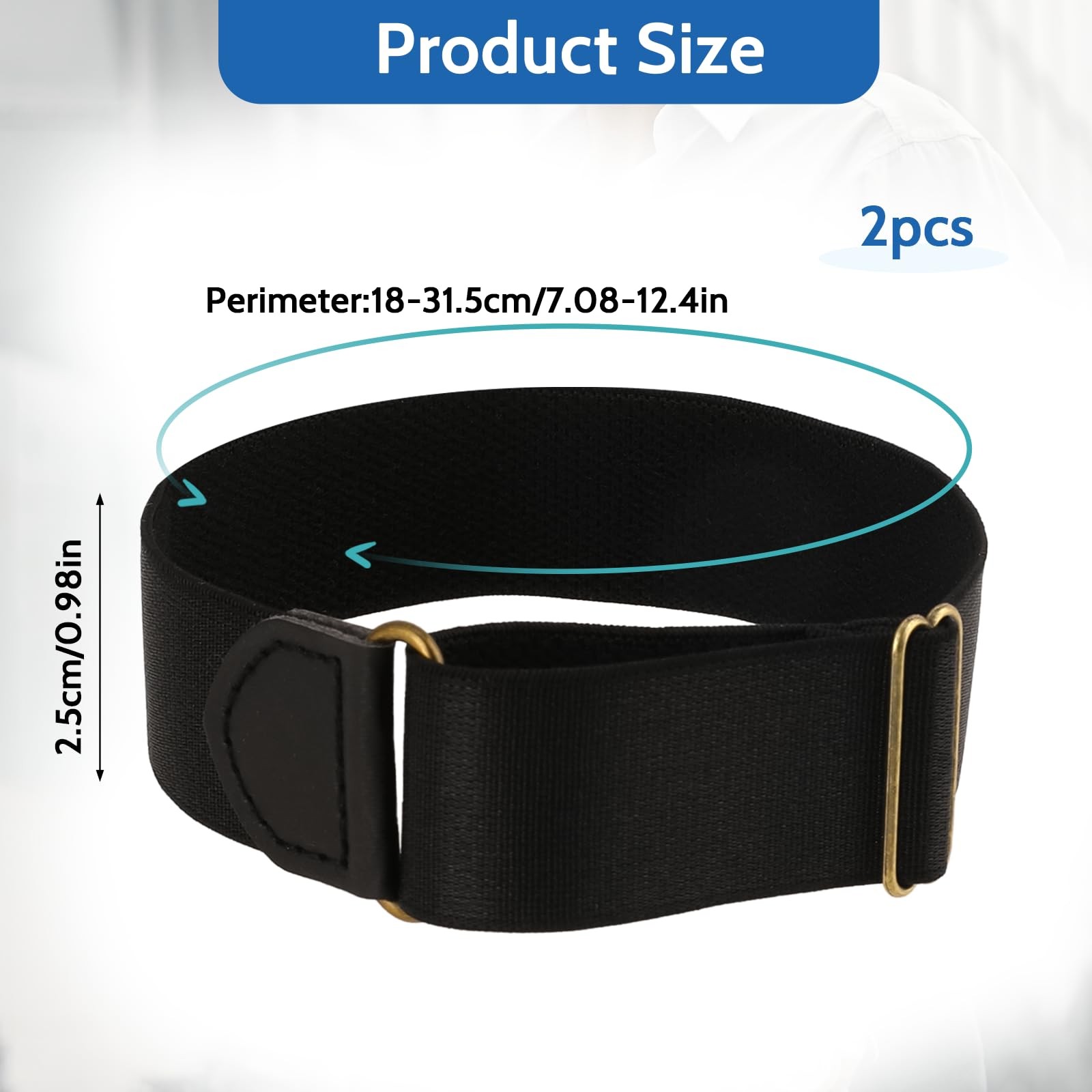 Sleeve Garters Elastic Arm Band Stretchy Adjustable Holders Armband, 2 Pcs