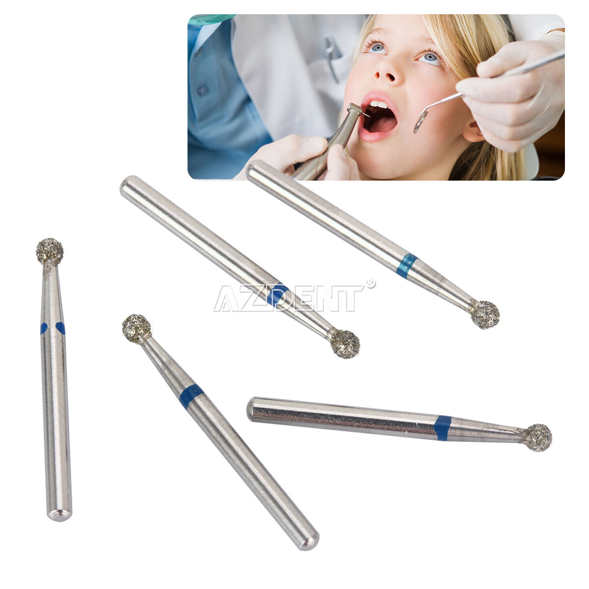 AZDENT Dental Diamond Burs High Speed Handpiece Friction Grip 5/Pc/100Pc/200Pc