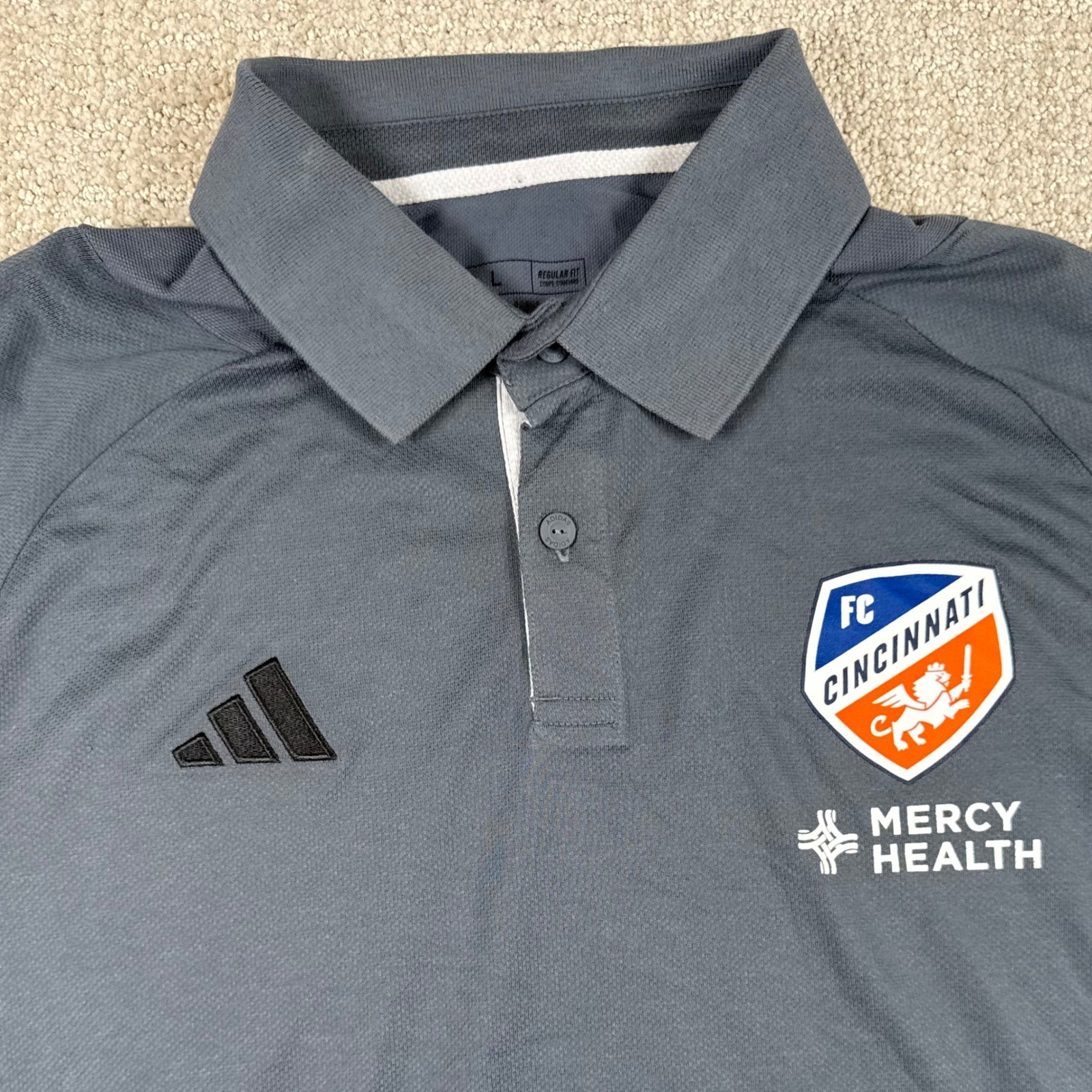Adidas Mens Large FC Cincinnati FCC Mercy Health Regular Fit Golf Polo Shirt MLS