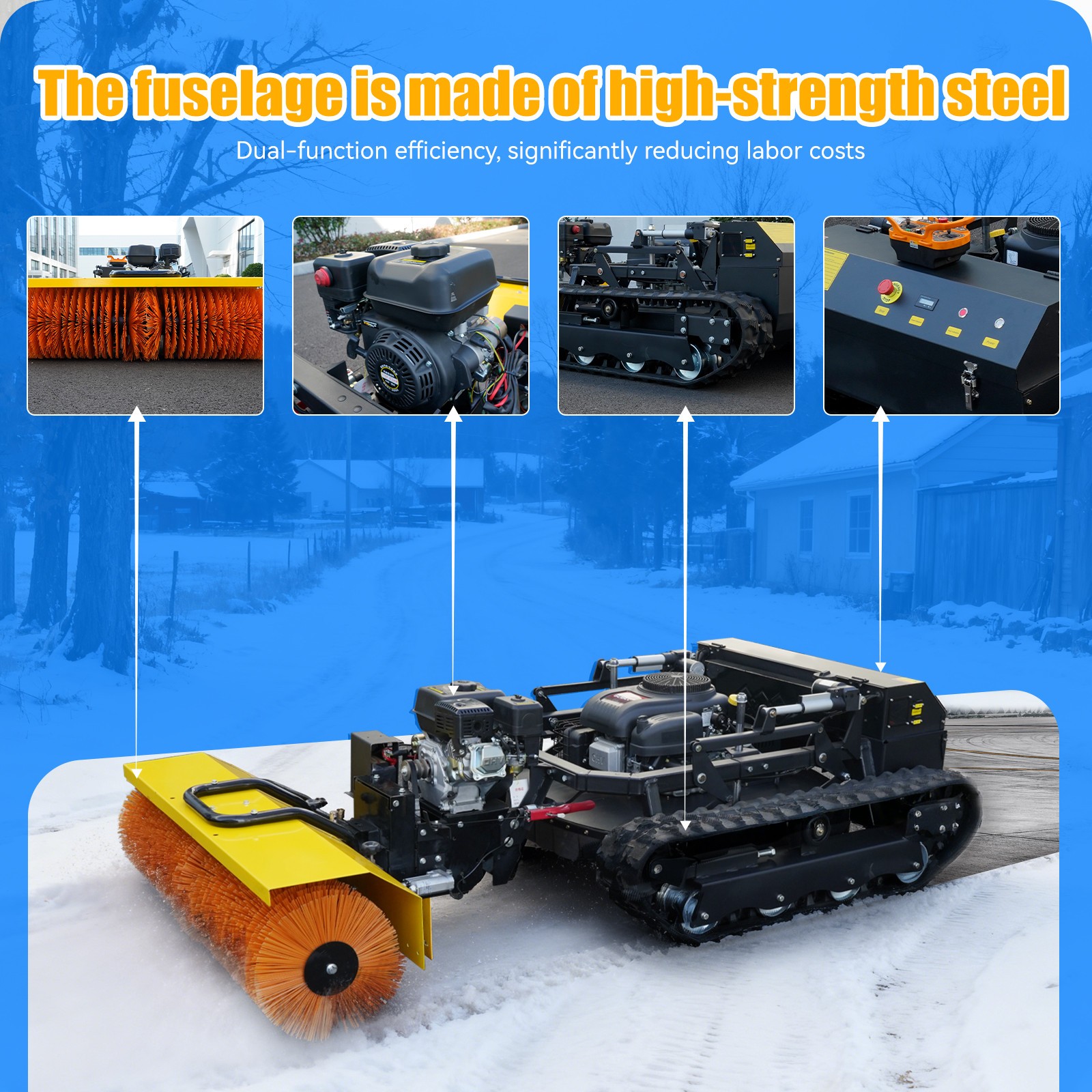 51-inch remote-controlled snow sweeper, electric snow sweeper, lawn mower 22HP