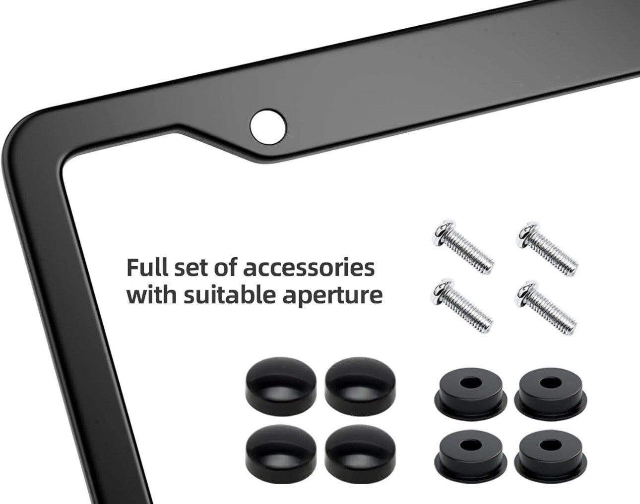 Black License Plate Frames 2 Packs, Black, Aluminum