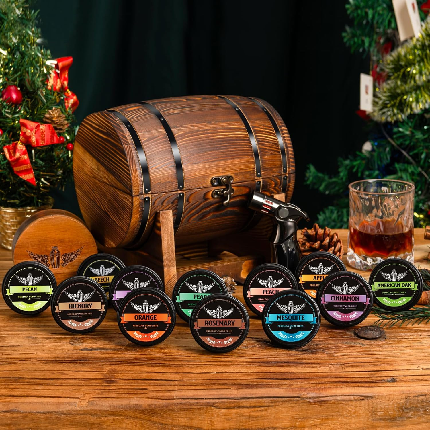 Natural Wood Chips for Cocktail Smoker, 12 Flavors Wood Chips Including Apple,Ch