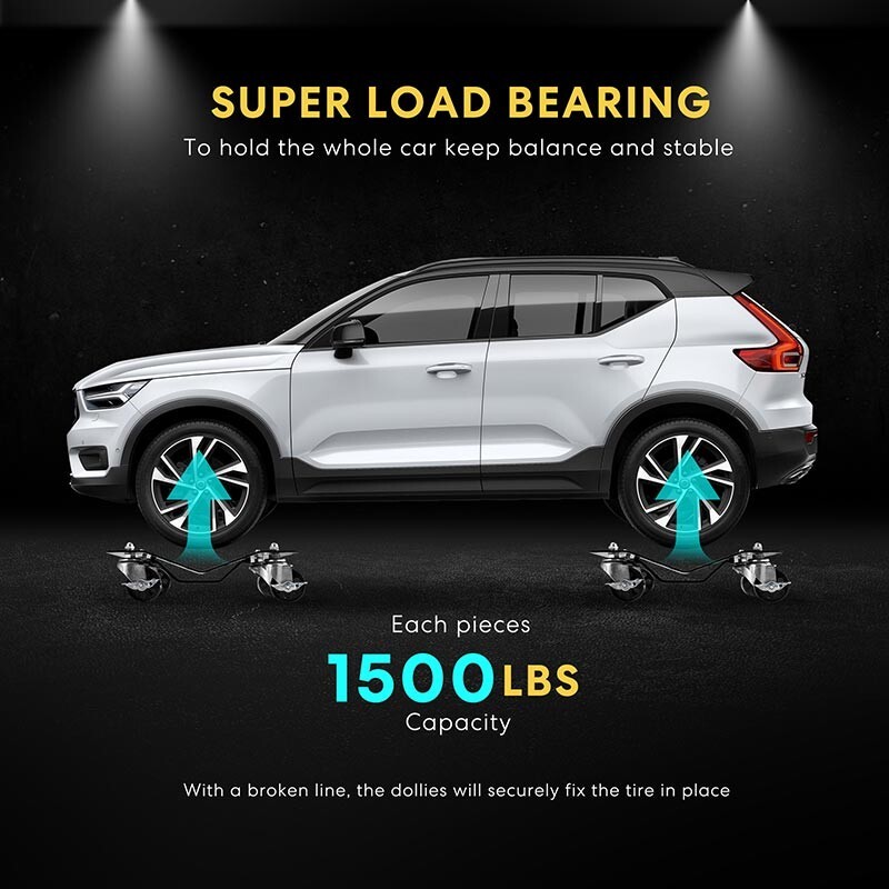 2/4pcs Car Dolly Wheel Heavy Duty Skate Auto Repair Dolly Slide 6000lbs Load