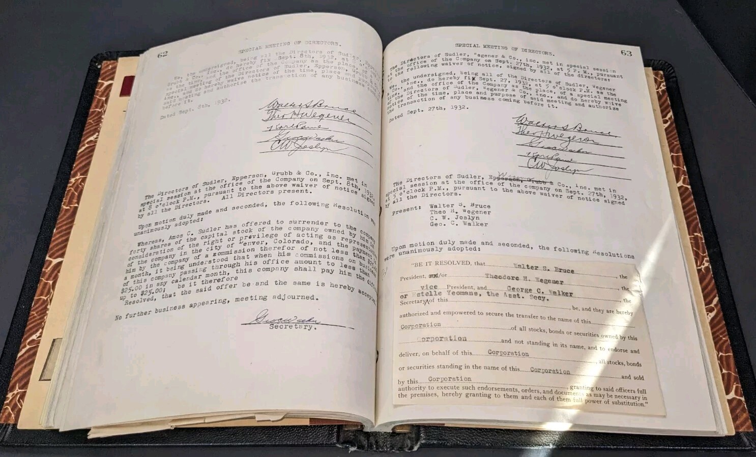 Board Of Directors Legal Minutes Sudler,Epperson,Grubb & Co. E.A. Pierce & Co
