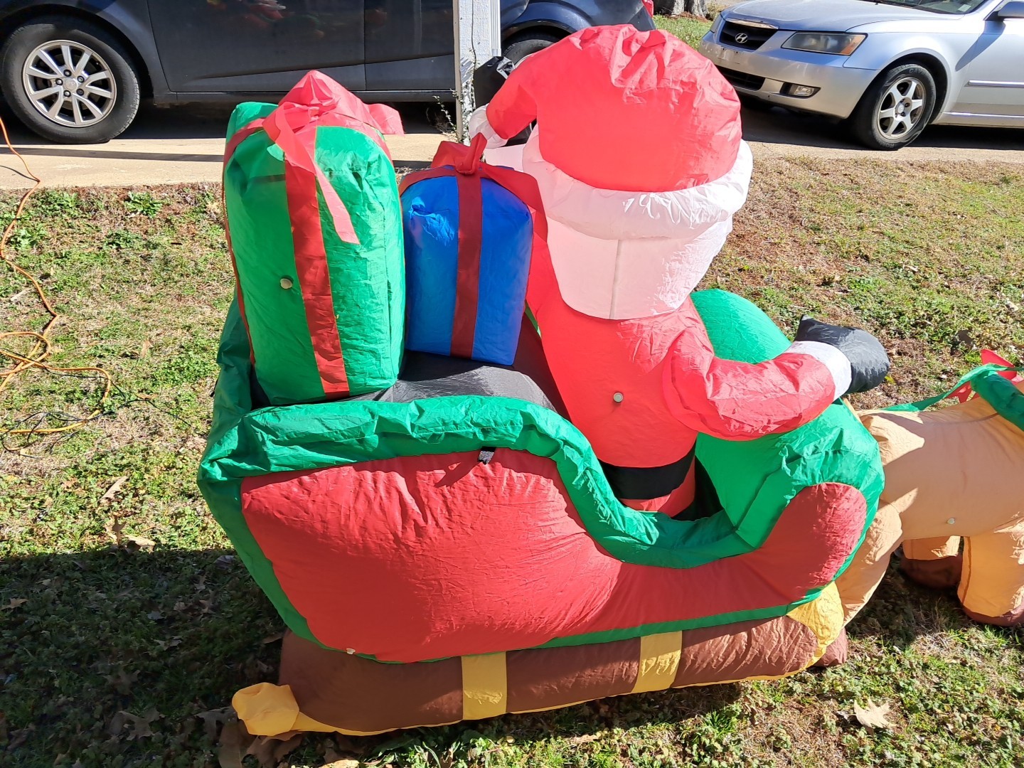 11 Ft Long Christmas LED Inflatable Santa Sleigh Reindeer Yard Lawn Decoration