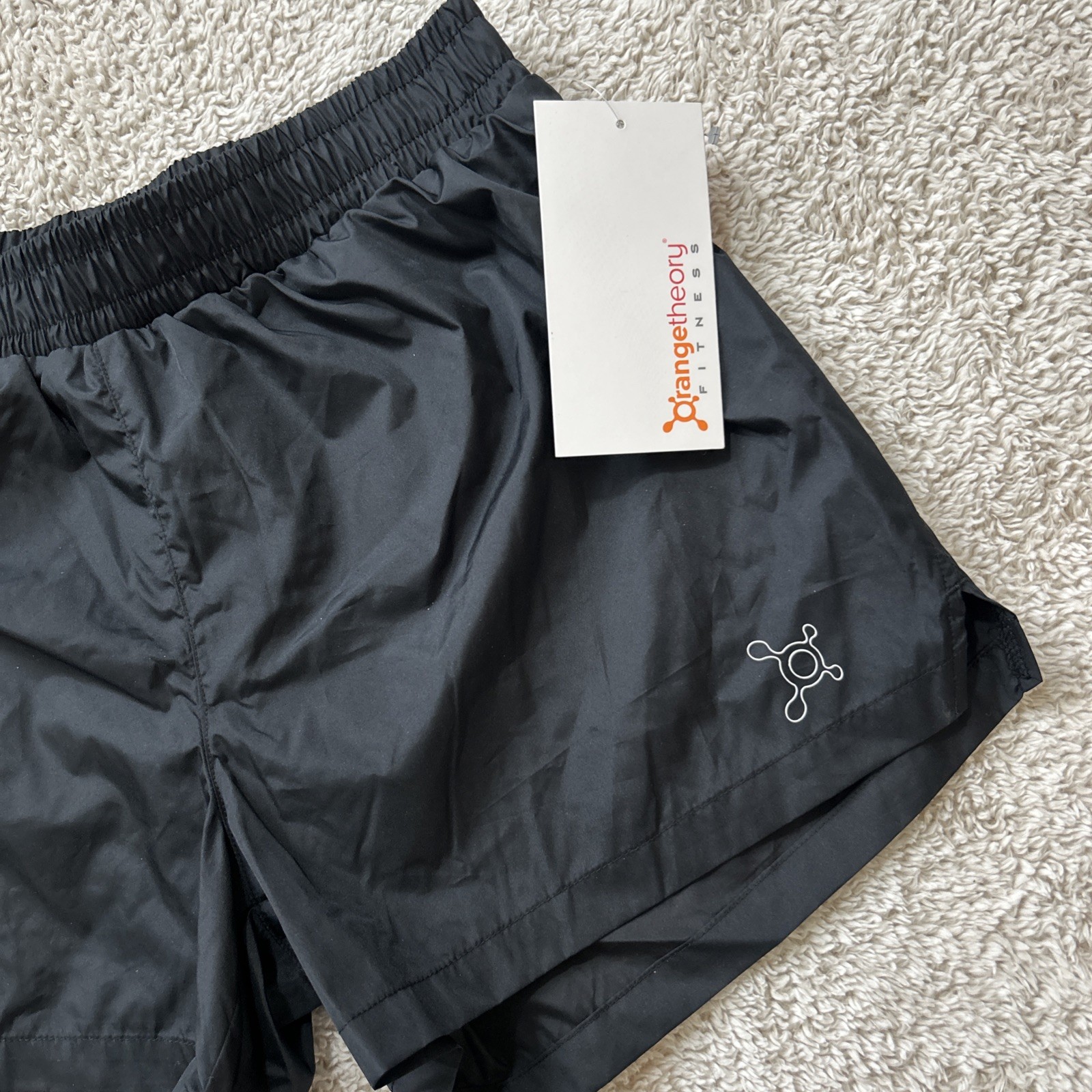 Orangetheory Fitness OTF Taffeta Lined Shorts Womens Small Black Workout Running