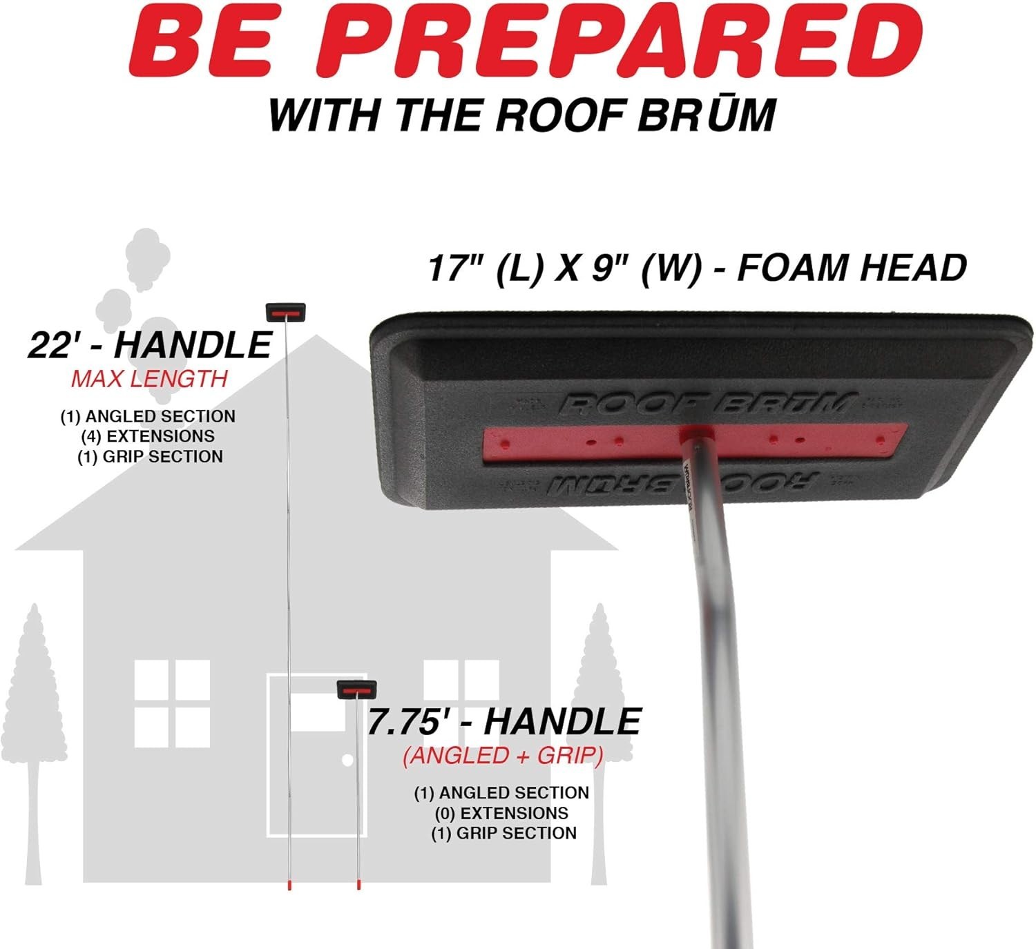 Snow Broom for Roof Snow Removal, 22 Foot - The Ultimate Snow Roof Rake