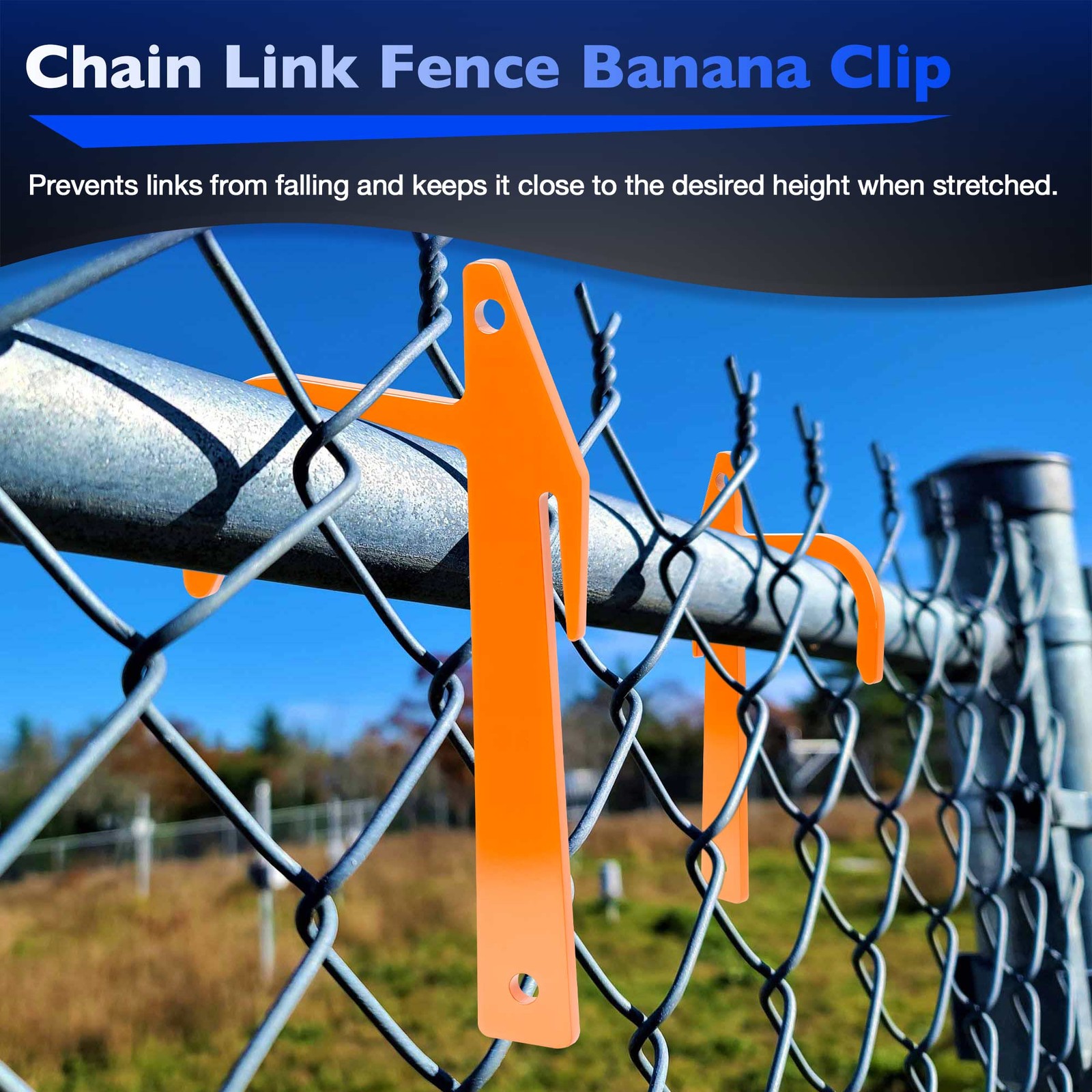 20Pcs Chain Link Fence Metal Banana Clip, Tensioning and Stretching Tool, Fence