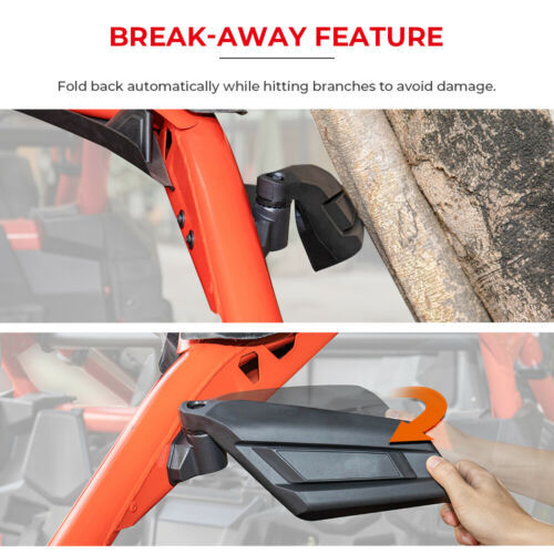 Kemimoto Rear Racing Side Mirrors For Can Am Maverick X3 Max Turbo R 2017-2024