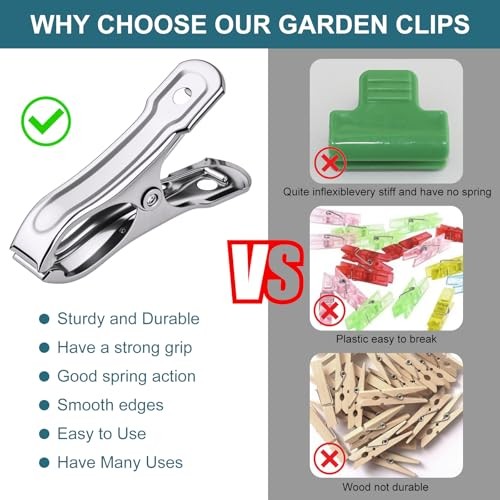 50 PCS Garden Clips, Greenhouse Clamps, Stainless Steel Greenhouse Clips for