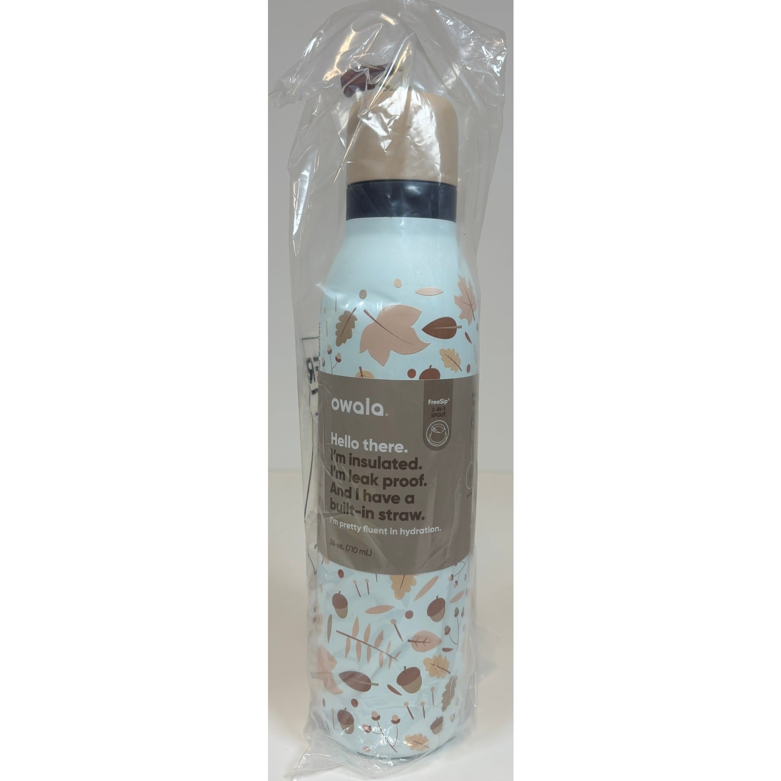 OWALA 24oz FreeSip Twist Water Bottle Fall Flutter "Leafy" Stainless NEW