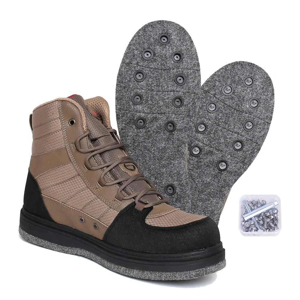 Fishing Wading Boots with Rubber/Felt Soles and Studs, New