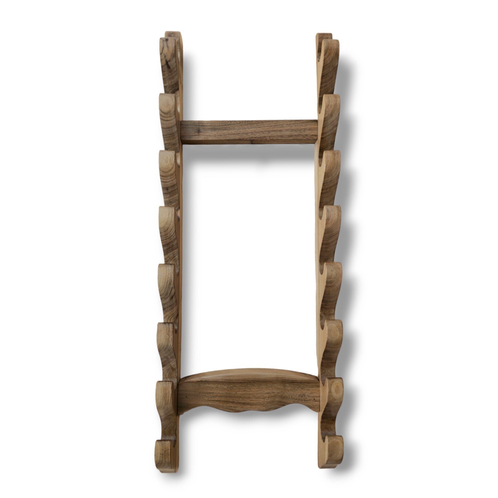 Wooden Wall Mounted Sword Katana Bokken Rack - Walnut Wood - 7-10 Layer