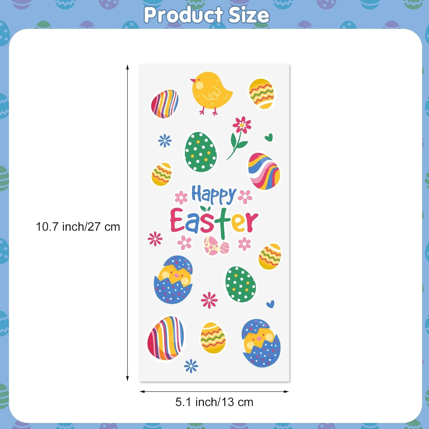 100 Pcs Easter Treat Bags - Happy Easter Gift Bag, Easters Eggs Plastic Cellopha