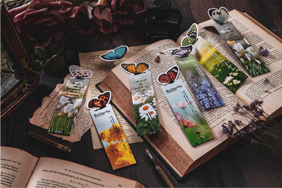 5 Butterfly / Pack 3D Design Flowers Bookmark Reading Readers Gift US Shipping