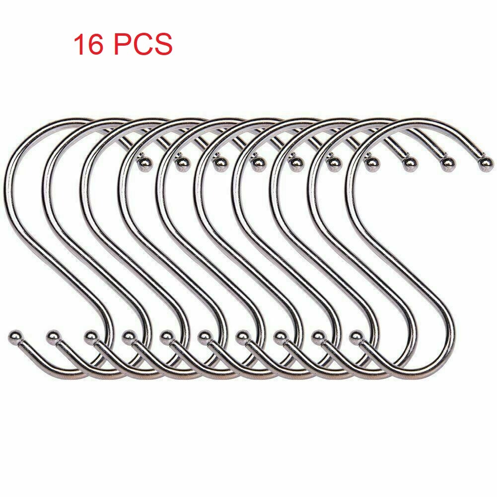 S Shaped Hanging Hooks Stainless Steel Hooks Kitchen Bathroom Bedroom Cap Hanger