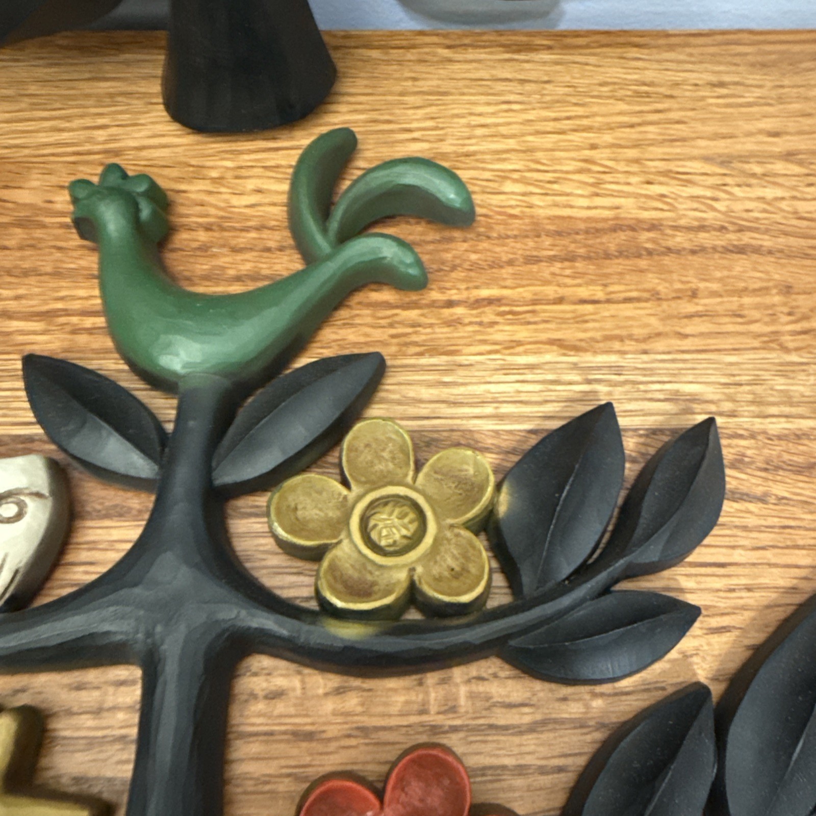 Vtg Set of 2 HOMCO Tree of Life Wall Plaques Boho Animals Flowers 14" x 13.5"