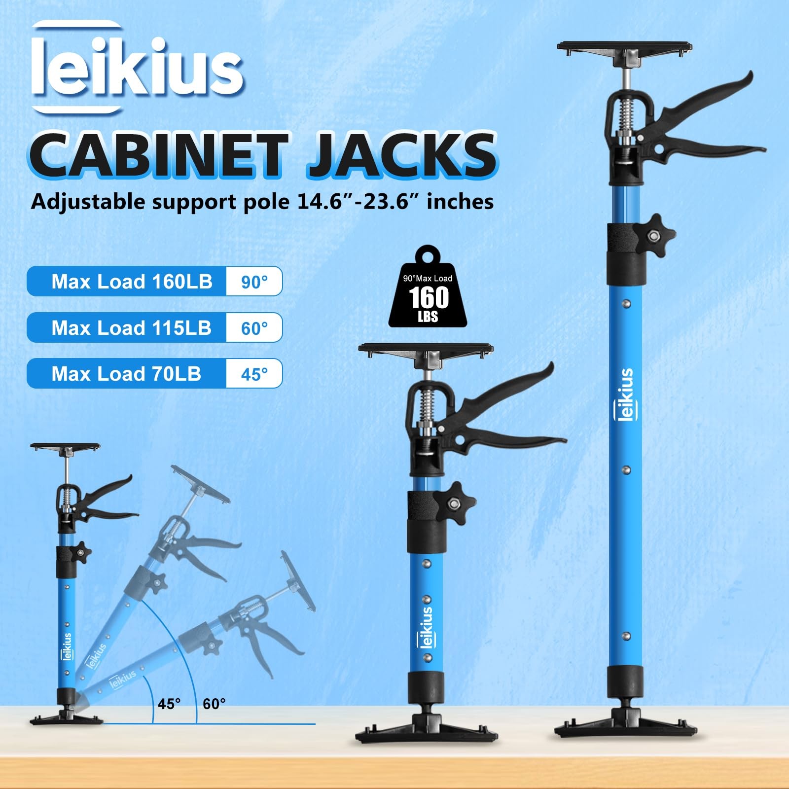 2PK Steel Cabinet Jacks for Installing Cabinets,14.6-23.6Inches, Adjustable 3...