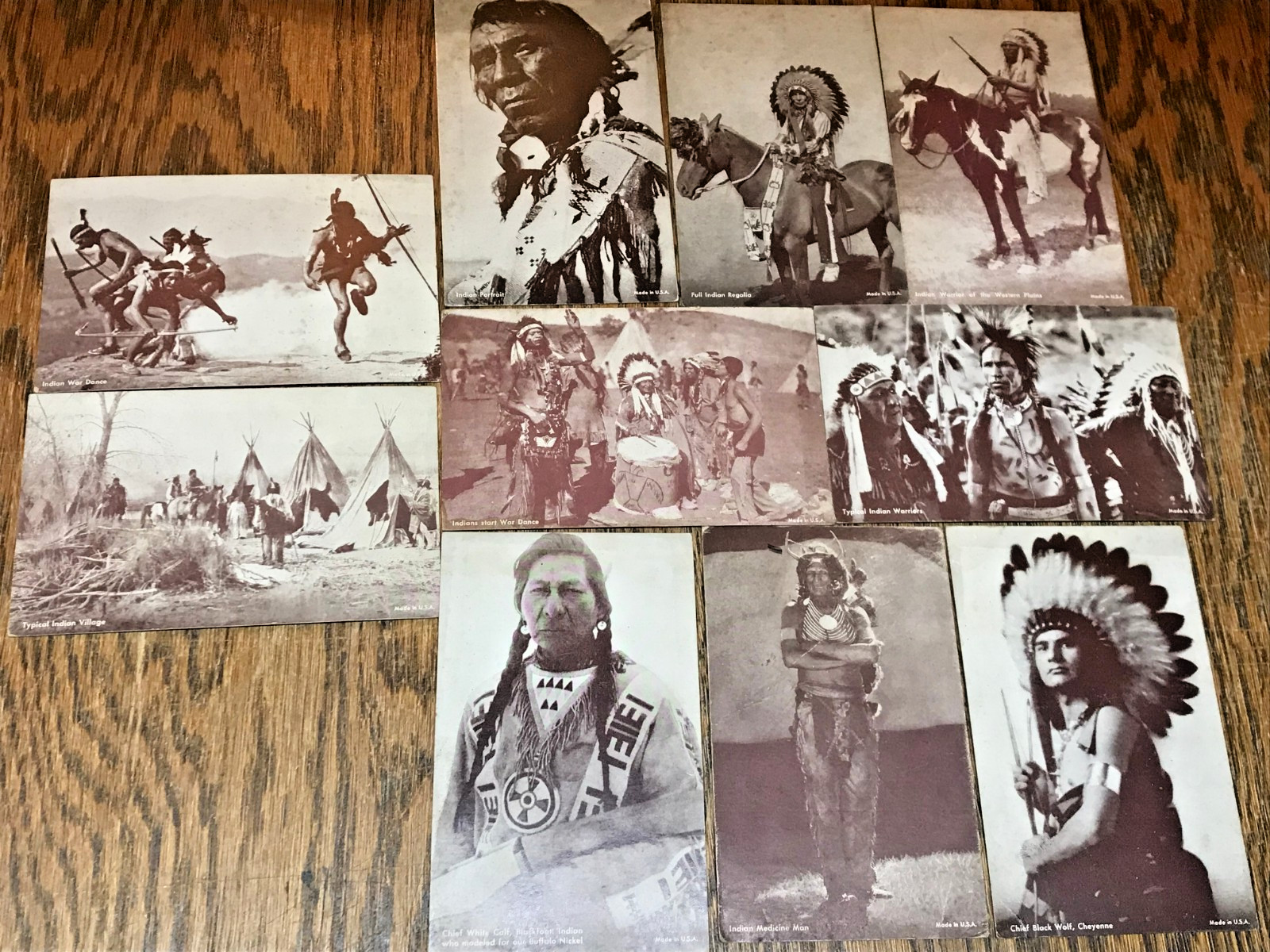 Antique Lot Of 10 Native American Indian Arcade Cards Exhibit Cheyenne Blackfoot