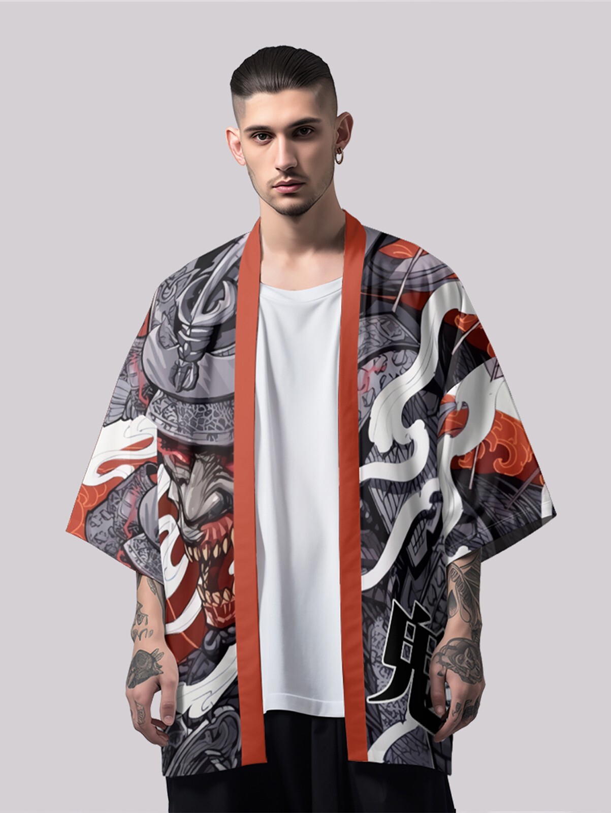 Niepce Men's Japanese Streetwear Kimono Lightweight Printed Cardigan