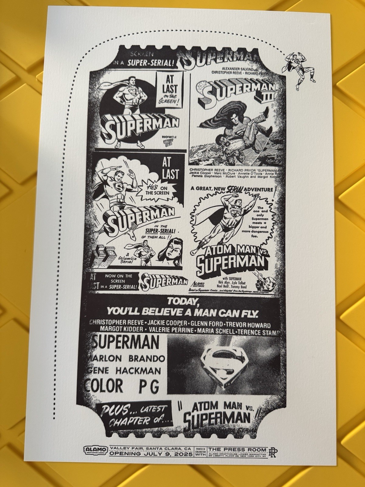 Superman Vintage Poster 11" x 17" Alamo Drafthouse Opening Night July 2025