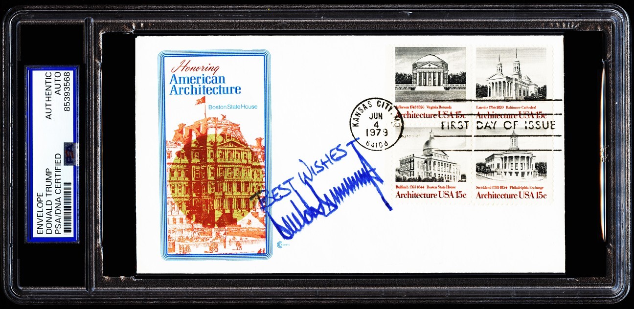 *MINT* 1979 Donald Trump FULL NAME Signed FDC Cachet Encapsulated PSA/DNA!