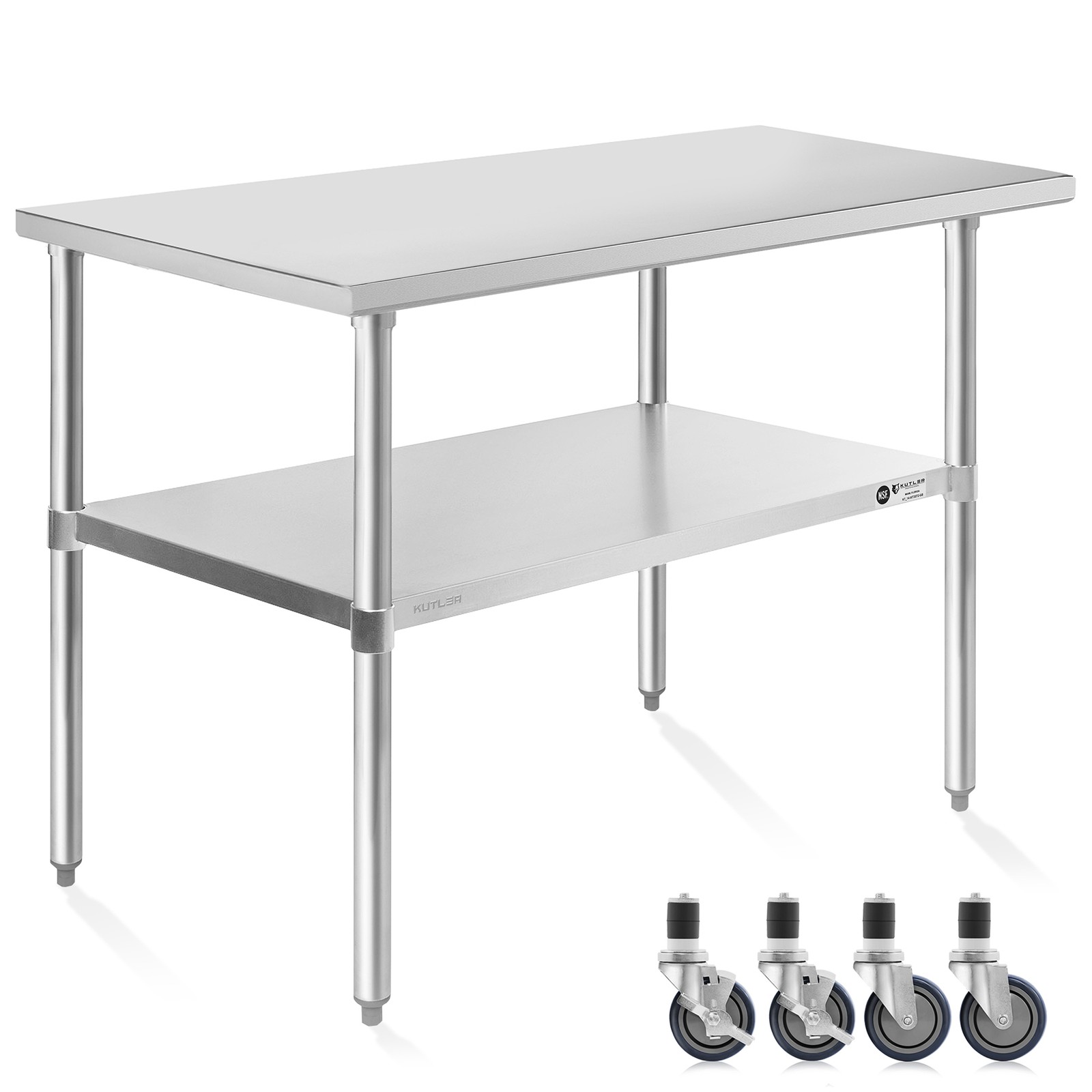 Stainless Steel Work & Prep Table w/ Casters, NSF Commercial Restaurant Kitchen