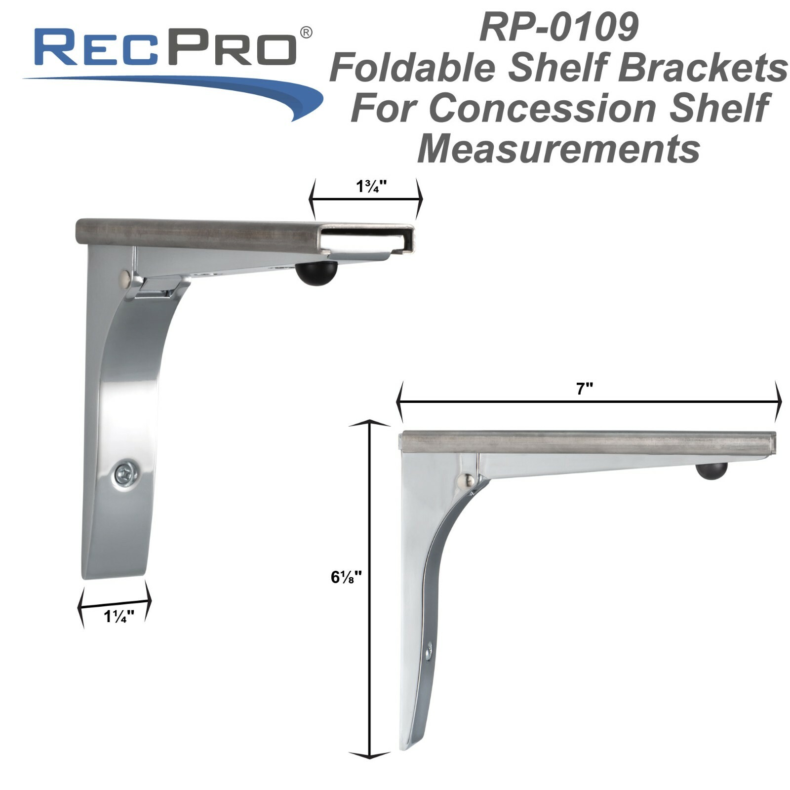 Folding Shelf Brackets Commercial Grade For Concession Stands & Food Trucks X 2