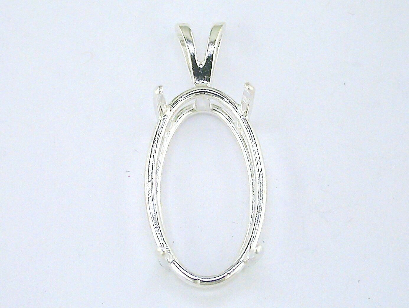 Oval 4 Prong Wire Mount Pendant Setting Sterling Silver