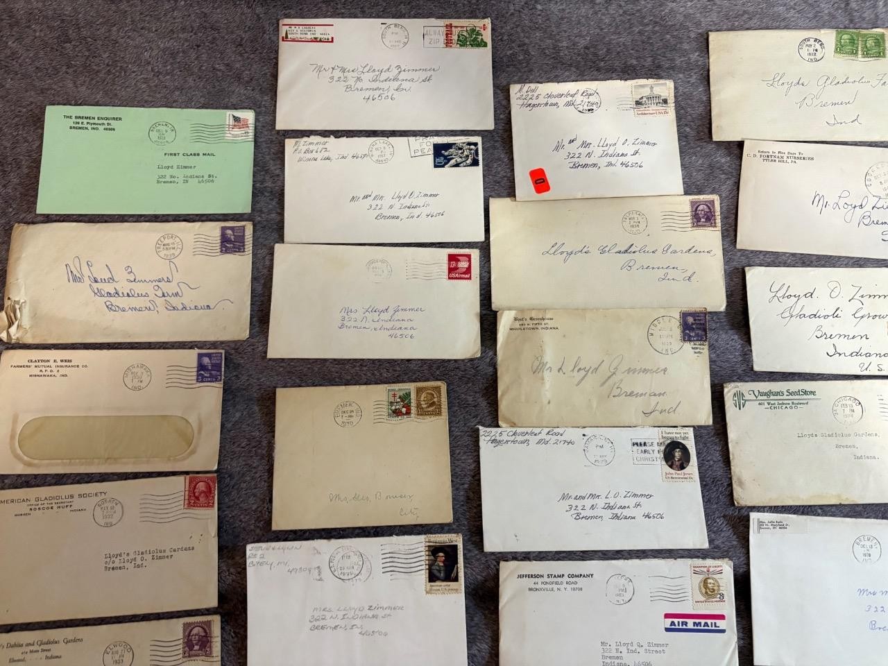 200+ Vintage Stamped Envelopes w/ Gladiolus Flower Gardens Related Letters