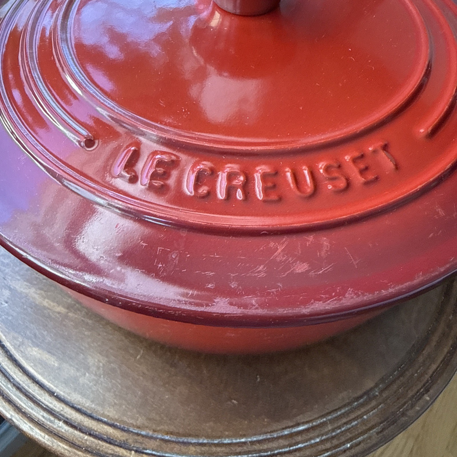 Le Creuset Signature Enameled Cast Iron Dutch Oven in the red 'Cerise' color