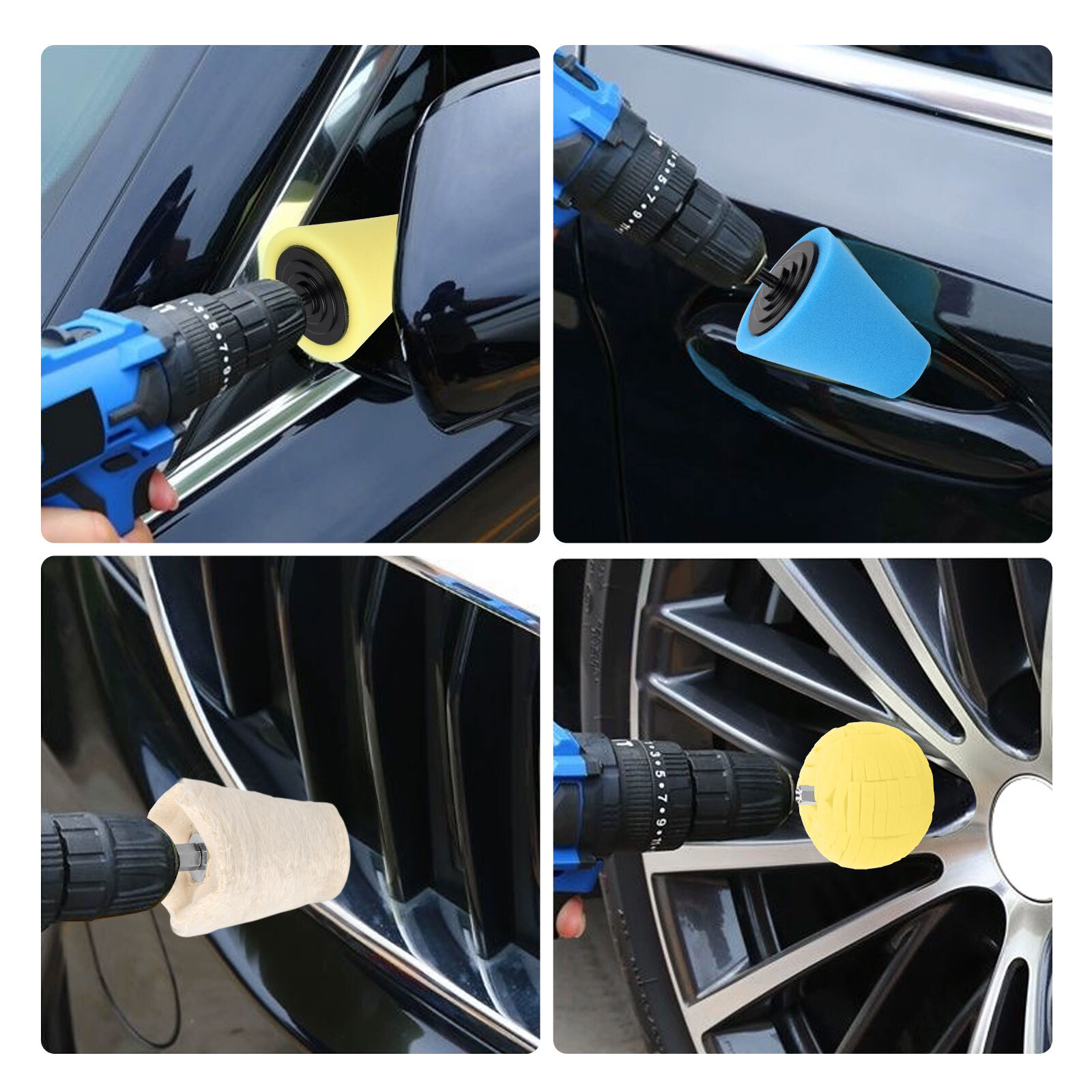 Car Polisher Kit, 7Pcs Wheel Buffing Polishing Sponge Ball for Wheel Hub Care