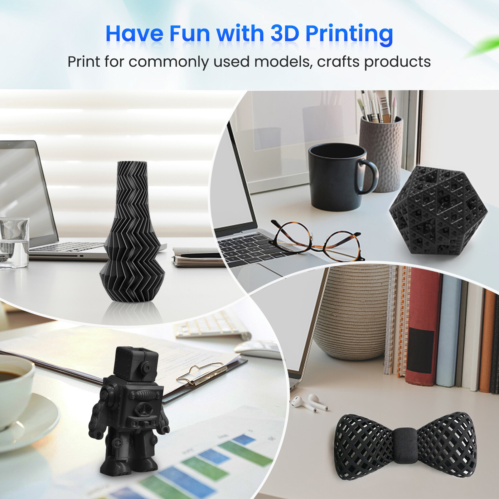 SUNLU 5×1KG PLA Matte PLA+ PLAMETA PETG SILK ABS 3D Filament Combo